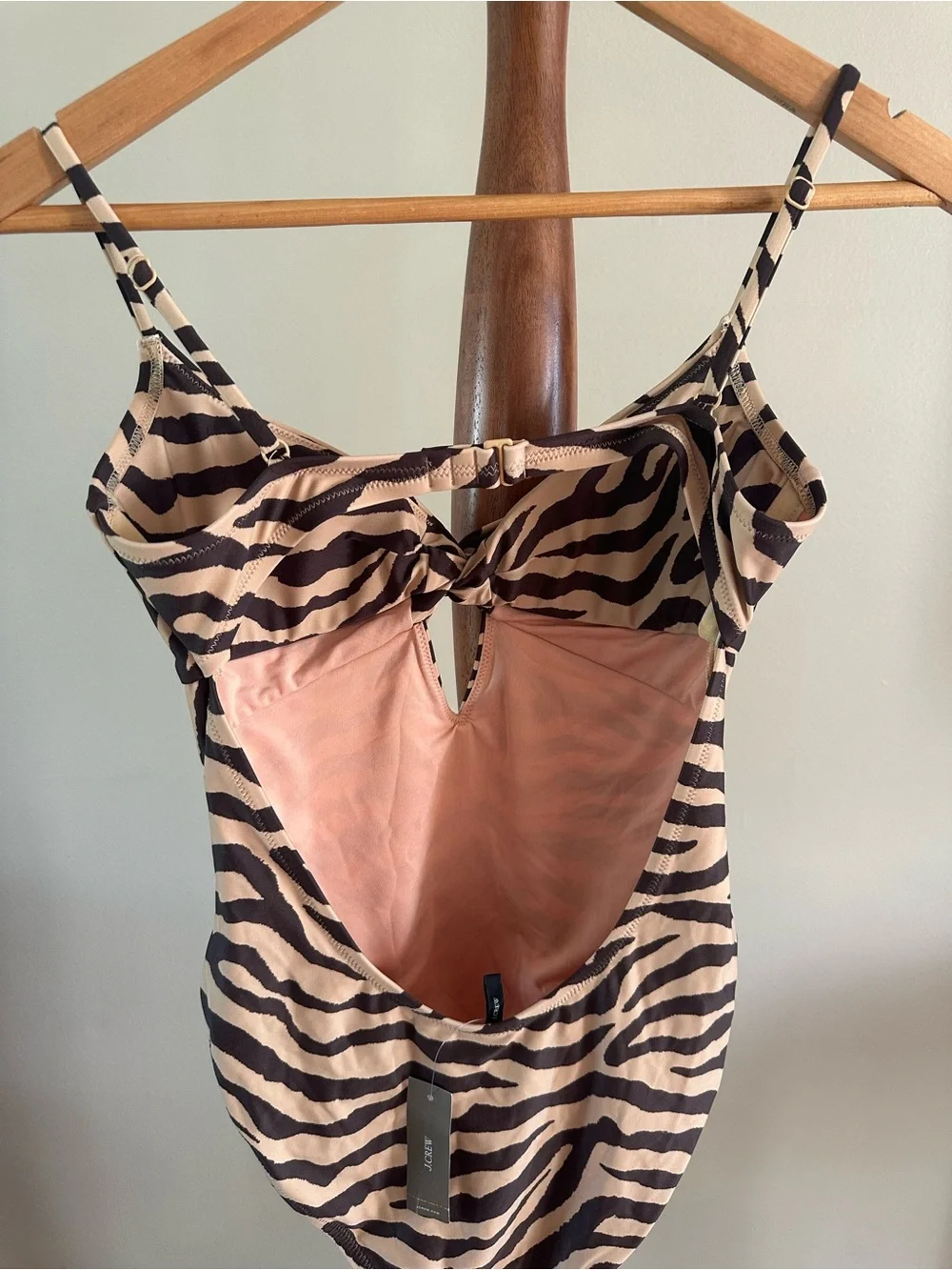J. Crew Zebra-Print One-Piece Swimsuit in Beige and Black